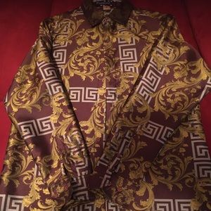 Prestige designer Greek key and floral shirt. Size L. Worn twice.